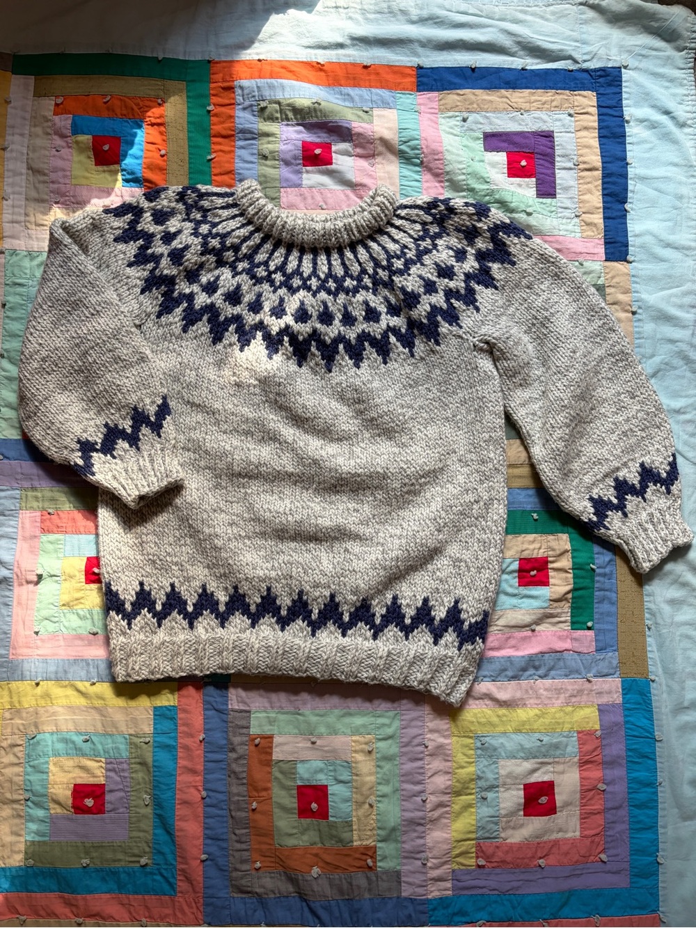 Vintage Handknit Chunky Fair Isle Sweater